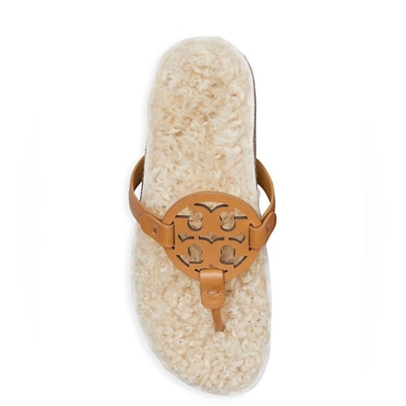 Tory Burch Miller Cloud Shearling Leather Sandals - Picture 3 of 6